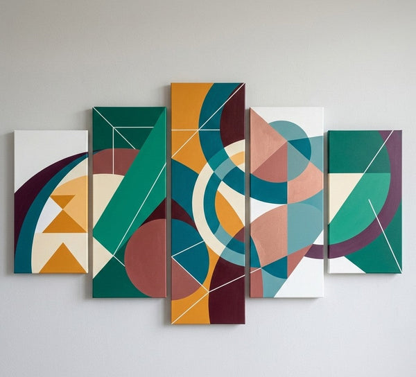 Large Green Abstract Paintings, Geometric Modern Art, Contemporary Canvas Paintings-Art Painting Canvas