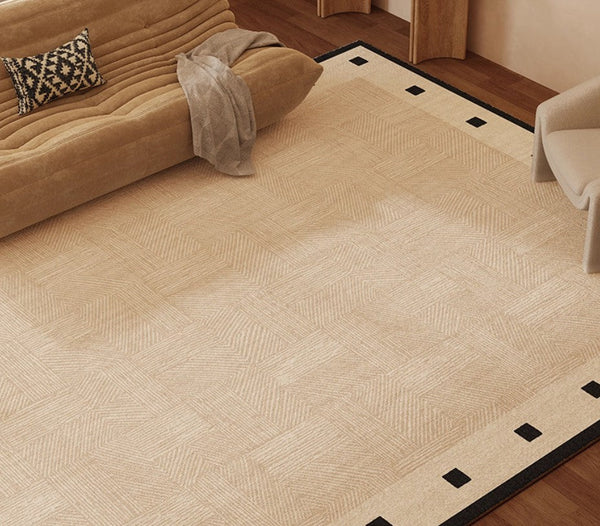 Mid Century Modern Rugs Next to Bed, Modern Rugs for Dining Room, Contemporary Rugs for Bedroom, Cream Modern Carpets for Living Room-Art Painting Canvas