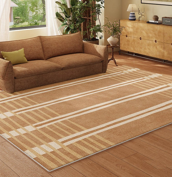 Geometric Modern Rugs for Dining Room, Large Modern Rugs for Living Room, Bedroom Modern Rugs, Cream Color Contemporary Modern Rugs-Art Painting Canvas