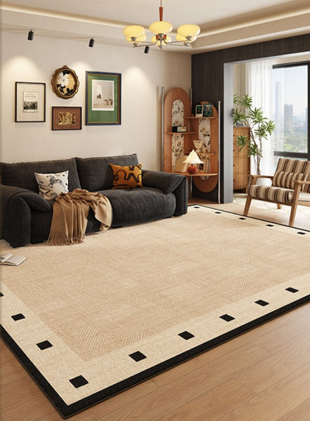 Mid Century Modern Rugs Next to Bed, Modern Rugs for Dining Room, Contemporary Rugs for Bedroom, Cream Modern Carpets for Living Room-Art Painting Canvas