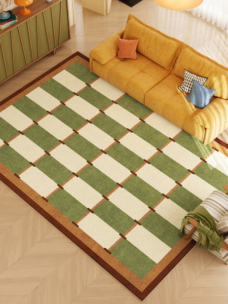 Geometric Area Rugs, Mid Century Contemporary Rugs, Green Modern Rugs for Living Room, Colorful Area Rugs for Bedroom-Art Painting Canvas