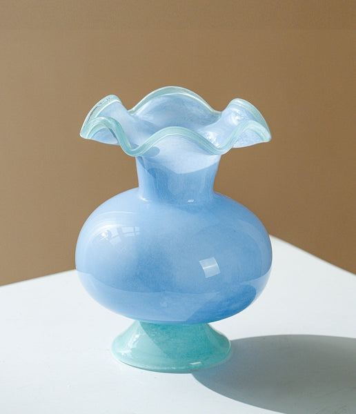 Contemporary Vase for Modern Home Decor, Unique Modern Glass Vase, Modern Glass Flower Vases, Handmade Liuli Vases, Centerpiece Vases on Table-Art Painting Canvas