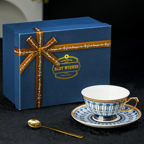 Ceramic Tea Cup and Saucer Set, Porcelain Coffee Cup with Saucer, British Royal Tea Cup and Saucer Set in Gift Box, Porcelain Tea Cup and Saucer Set-Art Painting Canvas