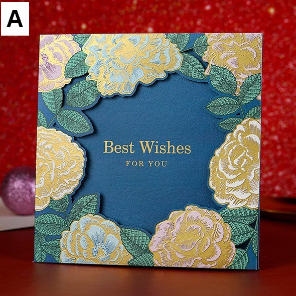 Blue Flower Greeting Cards, Beautiful Greeting Cards to Friends, Creative Birthday Greeting Card, Original Handmade Greeting Cards-Art Painting Canvas