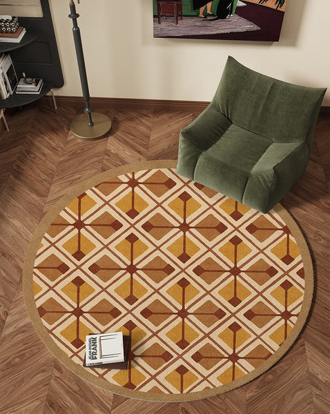 Bedroom Modern Round Rugs, Dining Room Contemporary Round Rugs, Modern Rug Ideas for Living Room, Circular Modern Rugs under Chairs-Art Painting Canvas