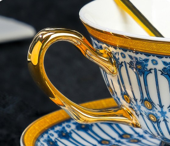 Ceramic Tea Cup and Saucer Set, Porcelain Coffee Cup with Saucer, British Royal Tea Cup and Saucer Set in Gift Box, Porcelain Tea Cup and Saucer Set-Art Painting Canvas