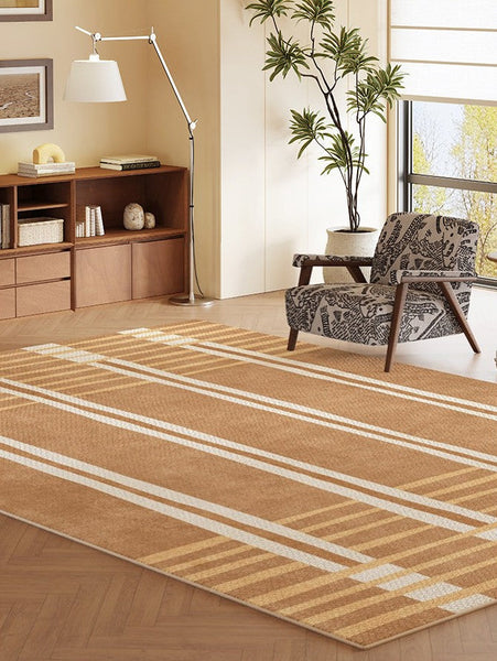 Geometric Modern Rugs for Dining Room, Large Modern Rugs for Living Room, Bedroom Modern Rugs, Cream Color Contemporary Modern Rugs-Art Painting Canvas