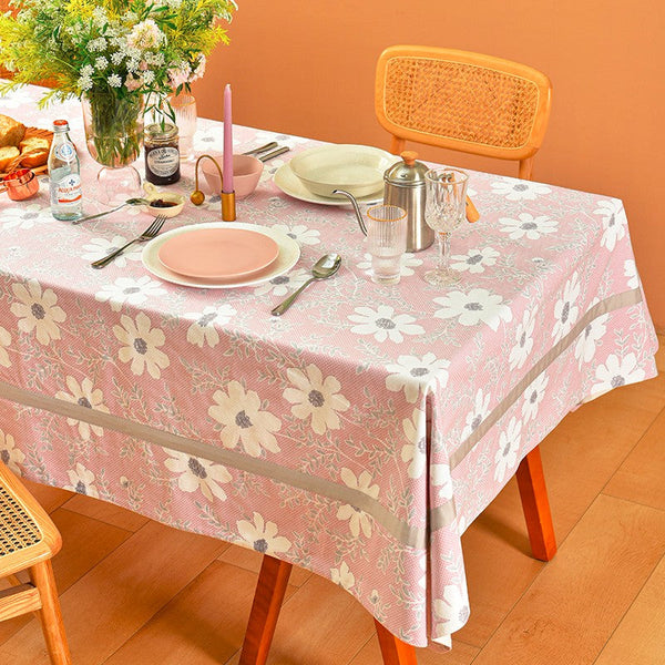 Kitchen Rectangular Table Covers, Square Tablecloth for Round Table, Modern Table Cloths for Dining Room, Farmhouse Cotton Table Cloth, Wedding Tablecloth-Art Painting Canvas
