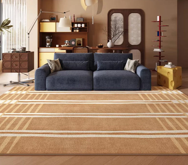 Geometric Modern Rugs for Dining Room, Large Modern Rugs for Living Room, Bedroom Modern Rugs, Cream Color Contemporary Modern Rugs-Art Painting Canvas