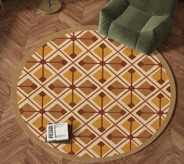 Bedroom Modern Round Rugs, Dining Room Contemporary Round Rugs, Modern Rug Ideas for Living Room, Circular Modern Rugs under Chairs-Art Painting Canvas