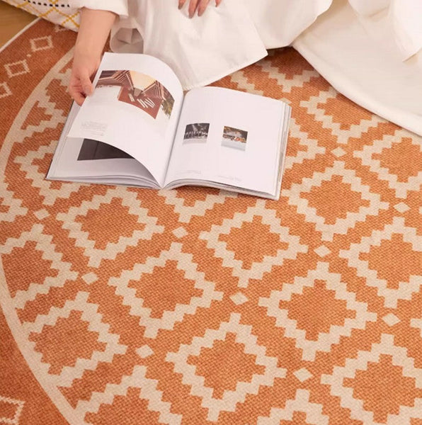 Abstract Modern Area Rugs for Bedroom, Contemporary Modern Rug for Living Room, Geometric Round Rugs for Dining Room, Circular Modern Rugs under Chairs