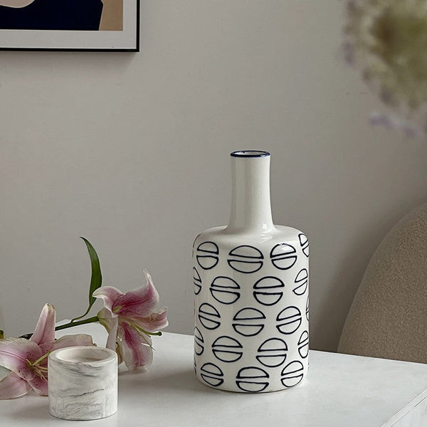 Modern Porcelain Flower Vases, Water Holding Flower Vases, Ceramic Bud Vases, Centerpiece for Dining Table, Small Flower Vases on Table-Art Painting Canvas