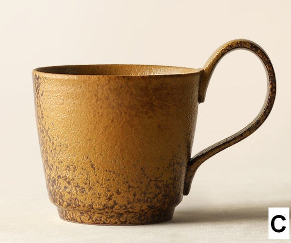 Modern Handmade Pottery Coffee Cup, Creative Brown Green Blue Ceramic Coffee Mugs, Large Unique Tea Cup, Large Capacity Coffee Cups-Art Painting Canvas