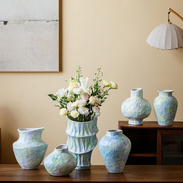 Modern Porcelain Flower Vases, Handmade Water Holding Flower Vases, Centerpiece on Dining Table, Ceramic Bouquet Vases, Flower Vases on Table-Art Painting Canvas
