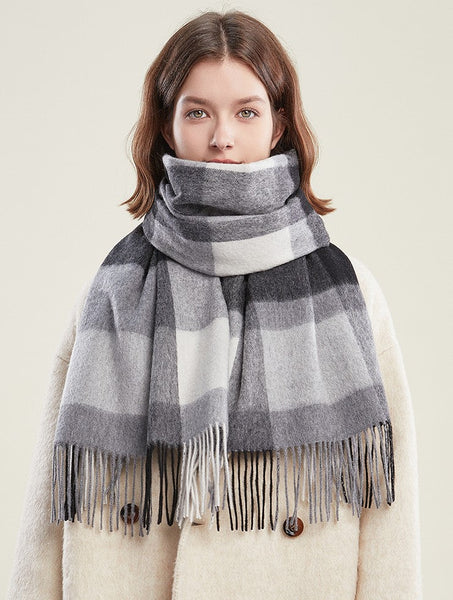 Soft Wool Scarf for women, Wool Scarf for Women, Plaid Winter Shawl, Christmas Holiday Gift, Evening Wrap, Large Winter Shawl, Elegant Shawl, Warm Cape, Winter Scarves-Art Painting Canvas