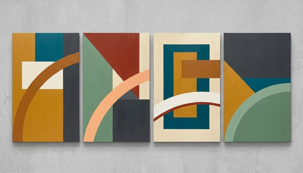 Colorful Abstact Art, Original Canvas Wall Art for Living Room, Geometric Modern Painting