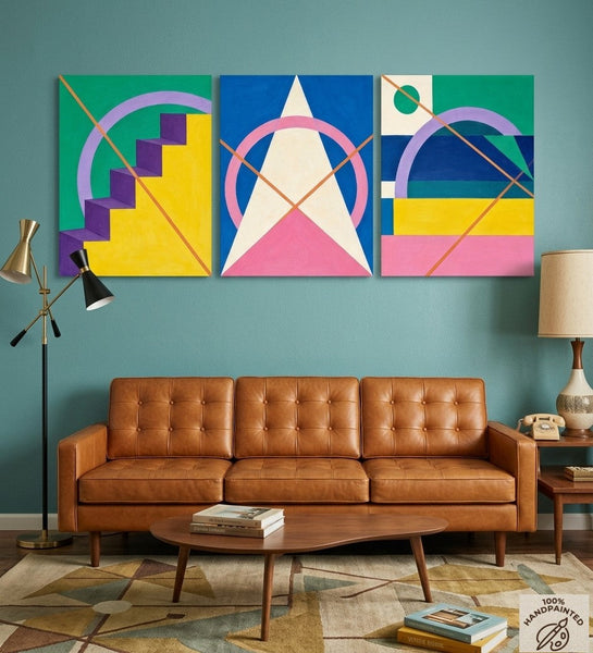 Modern Paintings for Living Room, Multi Panel Canvas Art, Large Group Paintings, Geometric Abstract Paintings-Art Painting Canvas