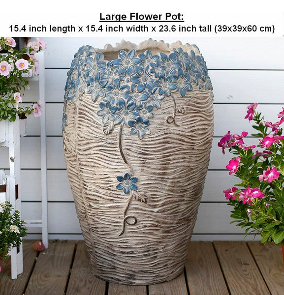 Extra Large Garden Flower Planters, Oversized Garden Flower Pot, Garden Ornaments, Large Resin Gardern Flower Planter, Modern Outdoor Garden Flower Pots-Art Painting Canvas