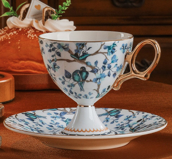 Ceramic Tea Cup and Saucer in Gift Box, British Tea Cup set, Elegant Ceramic Coffee Cups, Creative Porcelain Tea Cup Set and Saucer-Art Painting Canvas
