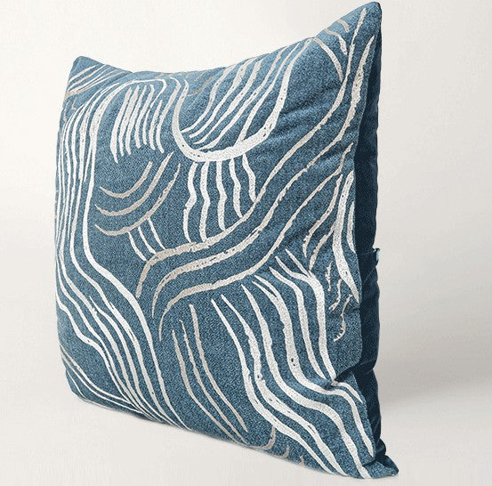 Blue Modern Sofa Pillow, Modern Throw Pillows, Modern Throw Pillow for Couch, Blue Decorative Pillow, Throw Pillow for Living Room-Art Painting Canvas