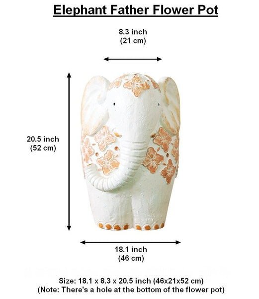 Animal Statue for Garden Ornaments, Oversized Modern Garden Flower Pot, Extra Large Elephant Garden Flowerpots, Resin Statue for Garden, Villa Outdoor Garden Flower Pots-Art Painting Canvas
