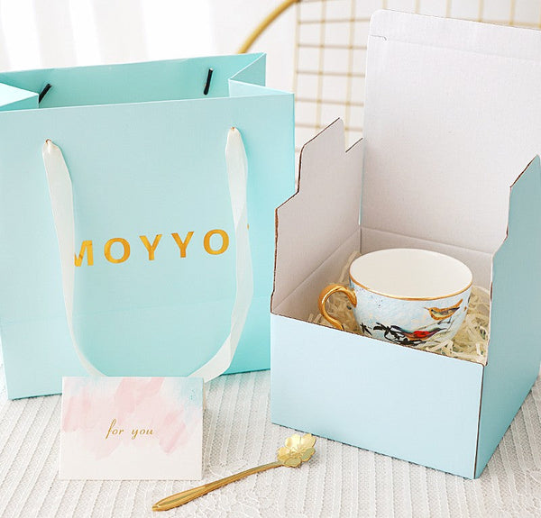 Elegant Ceramic Coffee Cups, Unique Bird Flower Tea Cup and Saucer in Gift Box as Birthday Gift, Beautiful British Tea Cups, Royal Porcelain Tea Cup Set-Art Painting Canvas