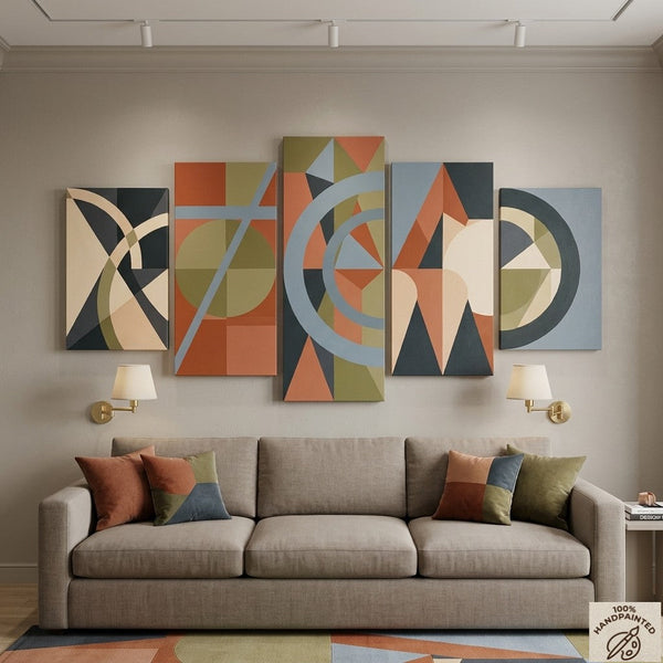 Large Canvas Paintings for Living Room, Geometric Modern Art, Contemporary Abstract Painting, Hand Painted Acrylic Artwork-Art Painting Canvas