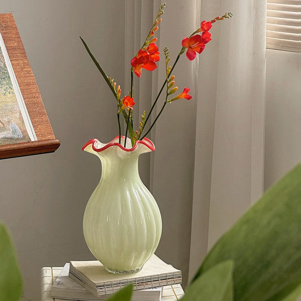 French Vintage Glass Flower Vases, Glass Bud Vases, Flower Vases on Table, Handmade Water Holding Flower Vases-Art Painting Canvas