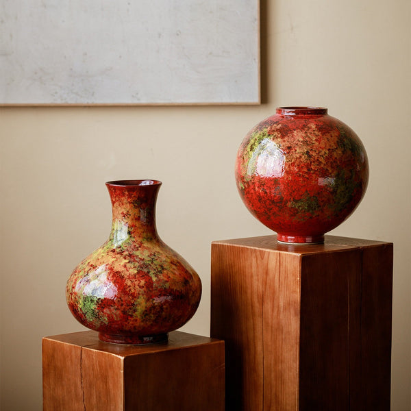 Large Pottery Flower Vases, Handmade Water Holding Flower Vases, Modern Bouquet Flower Vases, Centerpiece on Dining Table, Flower Vase on Table-Art Painting Canvas