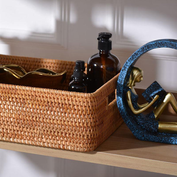 Extra Large Rectangular Storage Basket, Large Storage Baskets for Clothes, Woven Rattan Storage Basket for Shelves, Storage Baskets for Kitchen-Art Painting Canvas