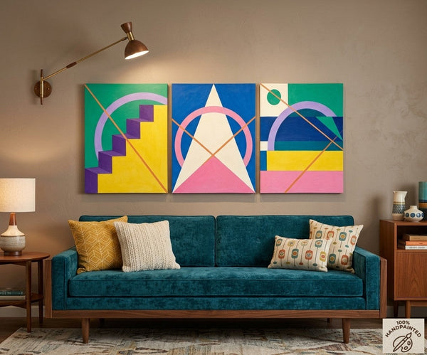 Modern Paintings for Living Room, Multi Panel Canvas Art, Large Group Paintings, Geometric Abstract Paintings-Art Painting Canvas