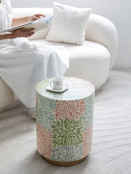 Unique Small End Table, Contemporary Small Sofa Side Table, Portable Casual Side Table, Creative Coffee Table, Shell Small Side Table-Art Painting Canvas
