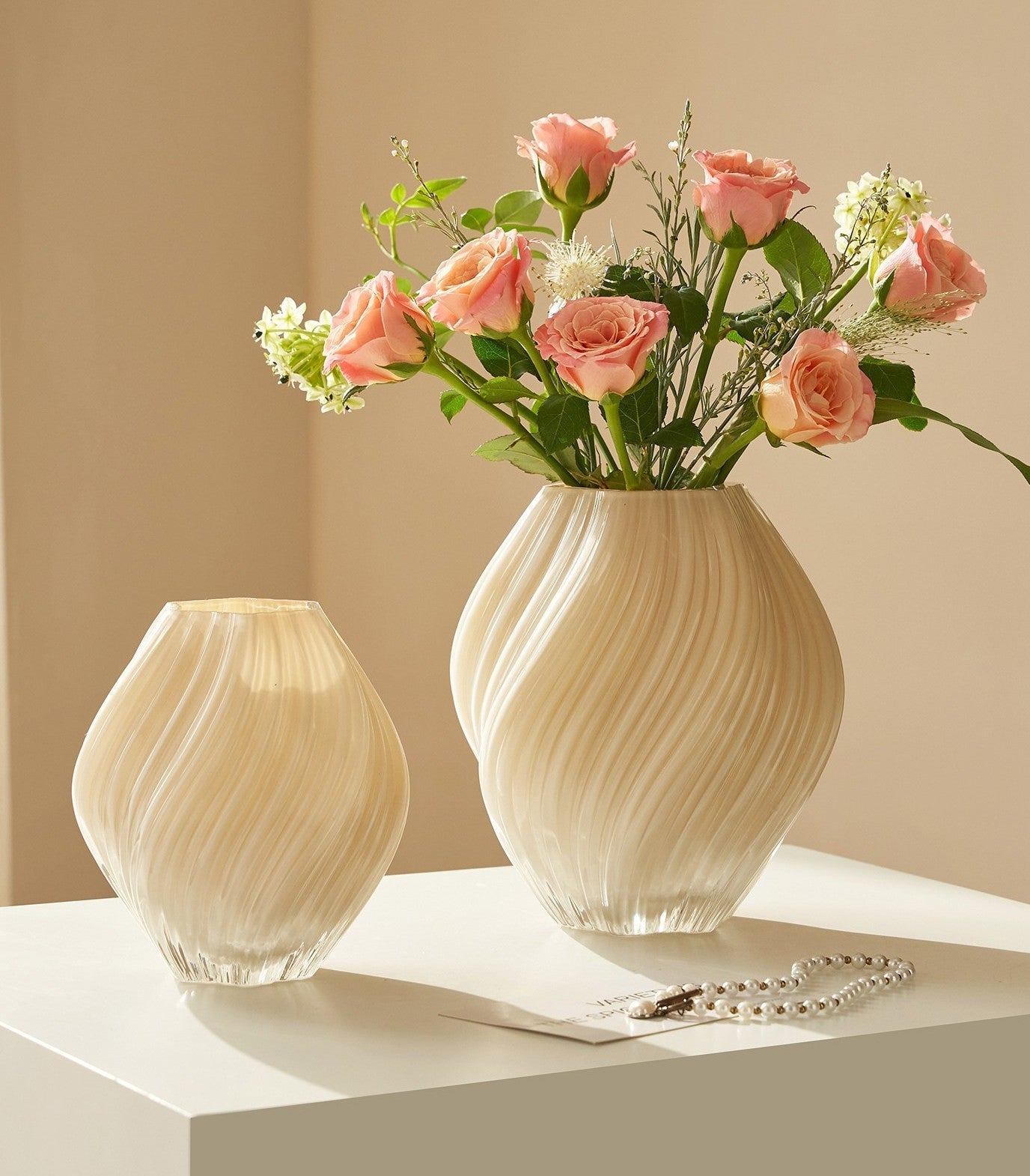 Mid Century Pink Vases For Flowers Modern Living Room Decor Contemporary Glass Art Piece