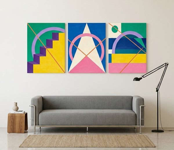 Modern Paintings for Living Room, Multi Panel Canvas Art, Large Group Paintings, Geometric Abstract Paintings-Art Painting Canvas