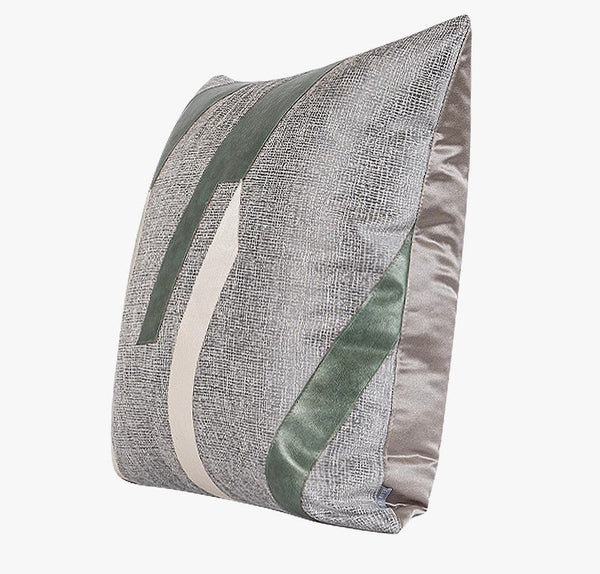 Grey Green Abstract Contemporary Throw Pillow for Living Room, Decorative Throw Pillows for Couch, Large Modern Sofa Throw Pillows-Art Painting Canvas