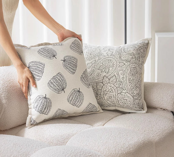 Decorative Throw Pillows for Couch, Embroider Flower Pillow Covers, Farmhouse Flower Decorative Pillows, Modern Sofa Pillows-Art Painting Canvas