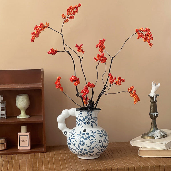 Handmade Water Holding Flower Vases, Rustic Porcelain Flower Vases, Ceramic Bud Vases, Small Flower Vases on Table-Art Painting Canvas