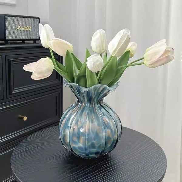 Modern Glass Bud Vases, Centerpiece Vases on Table, Handmade Liuli Vases, Color Glaze Vase, Contemporary Vases for Modern Home Decor-Art Painting Canvas