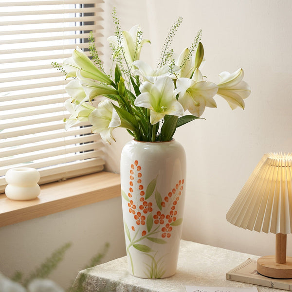 Dining Table Centerpiece, Ceramic Bouquet Vases, Porcelain Flower Vases, Large Flower Vases on Table, Handmade Water Holding Flower Vase-Art Painting Canvas