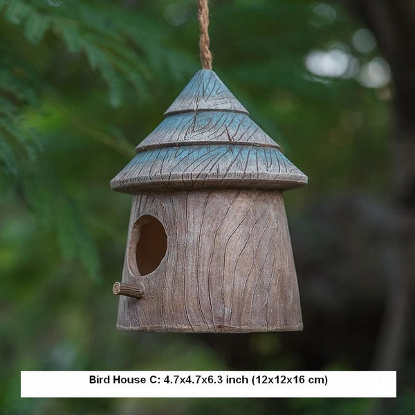 Resin Bird Nest for Garden Ornament, Bird House in the Garden, Lovely Birds House, Outdoor Decoration Ideas, Garden Ideas-Art Painting Canvas