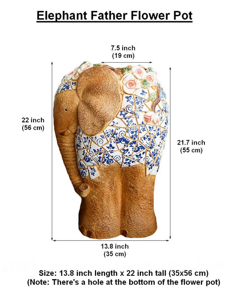 Modern Outdoor Garden Flower Pots, Oversized Garden Flower Pot, Extra Large Elephant Garden Flowerpots, Animal Statue for Garden Ornaments, Large Resin Statue for Garden-Art Painting Canvas