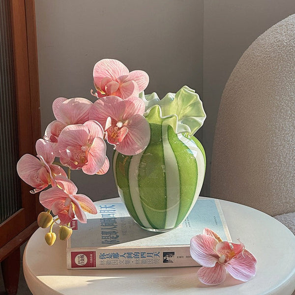 Creative Modern Vase for Flowers, Handmade Flower Vases on Table, Modern Contemporary Vases, Green Glass Flower Vases, Green Bud Vases-Art Painting Canvas