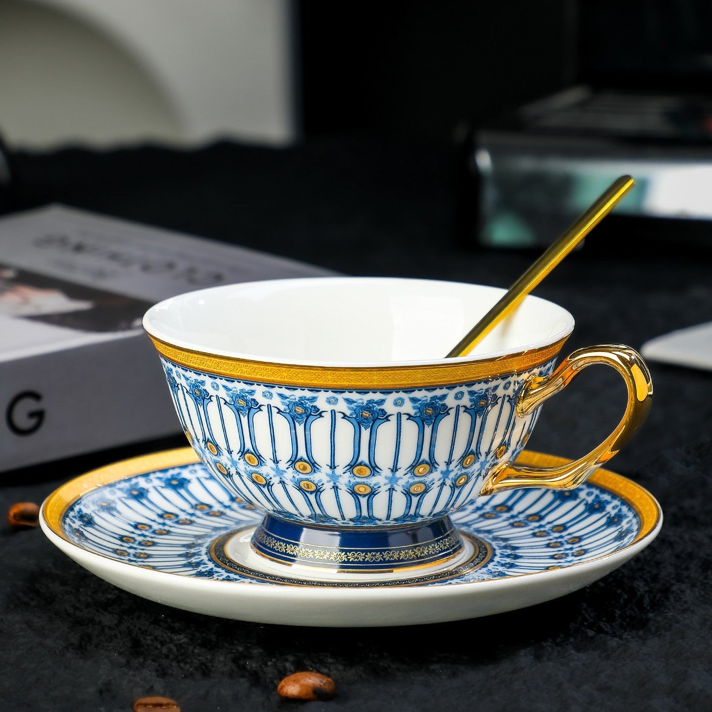 Porcelain Coffee Cup With Saucer, British Royal Tea Cup, Fine Bone China Mug