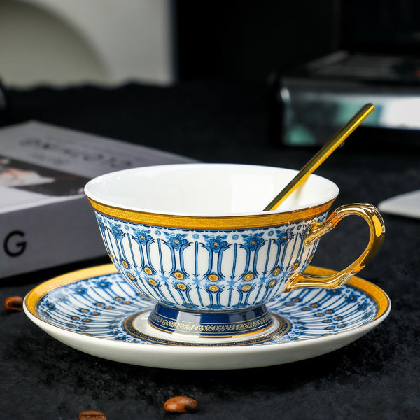 Porcelain Coffee Cup with Saucer, British Royal Tea Cup and Saucer Set in Gift Box, Ceramic Tea Cup and Saucer Set, Porcelain Tea Cup and Saucer Set-Art Painting Canvas