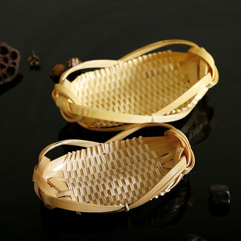 Natural Hand-woven Bamboo Basket, Lovely Cute Picnic Food Basket, Bamboo Basket for Food, Natural Fruit Basket Kitchen Storage Baskets