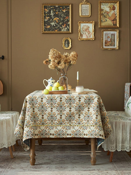 Spring Flower Pattern Tablecloth for Home Decoration, Extra Large Rectangle Tablecloth for Dining Room Table, Large Square Tablecloth for Round Table-Art Painting Canvas