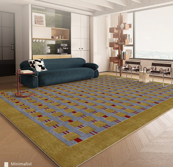 Mid Century Modern Rugs for Living Room, Vintage Area Rugs for Bedroom, Large Contemporary Area Rugs for Dining Room-Art Painting Canvas
