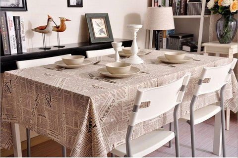 NEWS LETTER - Black White Tablecloth, Table Linen Wedding Home Decor Dining Kitchen-Art Painting Canvas