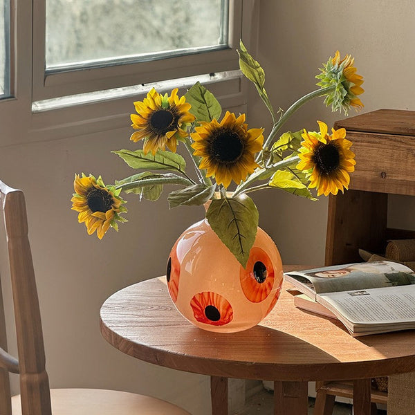 Glass Bud Vases, Handmade Vintage Glass Flower Vases, Water Holding Flower Vases, Flower Vases on Table-Art Painting Canvas