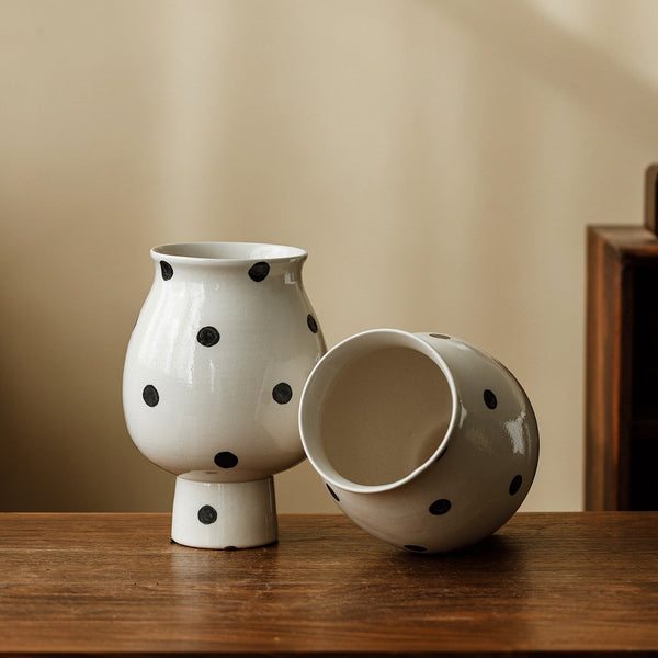 Ceramic Bud Vases, Small Flower Vases on Table, Handmade Water Holding Flower Vase, Modern Porcelain Flower Vases-Art Painting Canvas